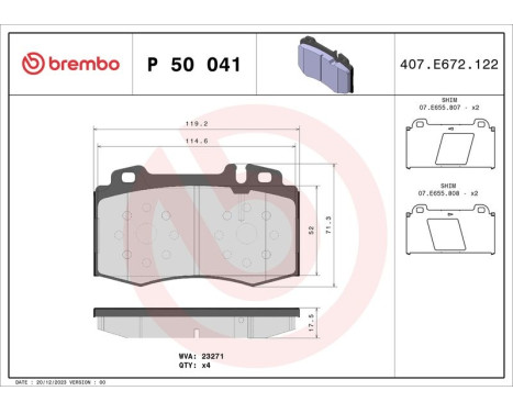 Kit de plaquettes de frein, frein à disque P 50 041 Brembo, Image 3