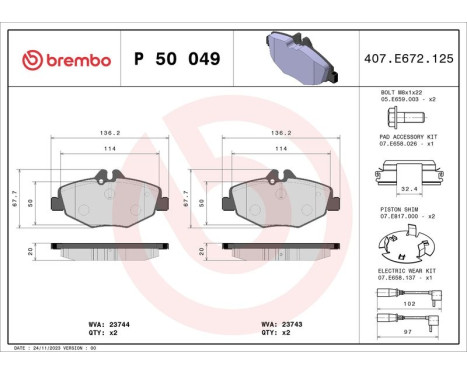 Kit de plaquettes de frein, frein à disque P 50 049 Brembo, Image 3