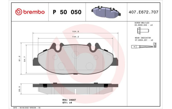 Kit de plaquettes de frein, frein à disque P 50 050 Brembo, Image 2
