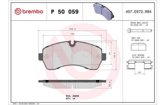 Kit de plaquettes de frein, frein à disque P 50 059 Brembo, Image 2