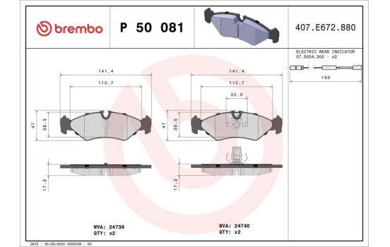 Kit de plaquettes de frein, frein à disque P 50 081 Brembo, Image 2
