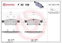Kit de plaquettes de frein, frein à disque P 50 108 Brembo