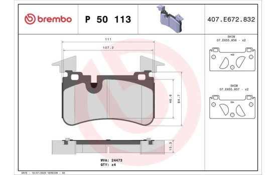 Kit de plaquettes de frein, frein à disque P 50 113 Brembo, Image 2