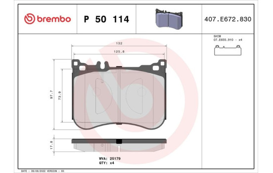 Kit de plaquettes de frein, frein à disque P 50 114 Brembo, Image 2