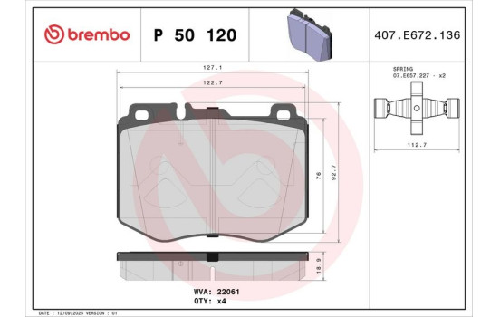 Kit de plaquettes de frein, frein à disque P 50 120 Brembo, Image 2