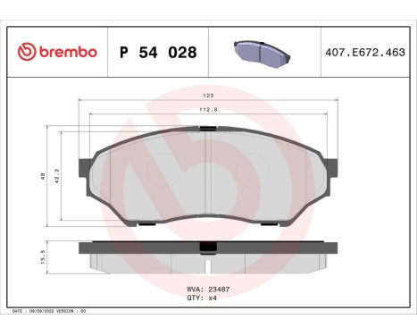 Kit de plaquettes de frein, frein à disque P 54 028 Brembo, Image 3