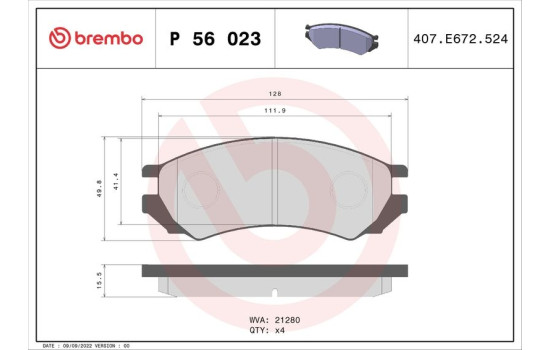Kit de plaquettes de frein, frein à disque P 56 023 Brembo, Image 2