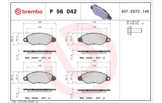 Kit de plaquettes de frein, frein à disque P 56 042 Brembo, Image 3