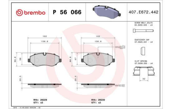 Kit de plaquettes de frein, frein à disque P 56 066 Brembo, Image 2