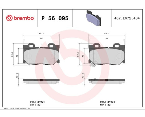Kit de plaquettes de frein, frein à disque P 56 095 Brembo, Image 3