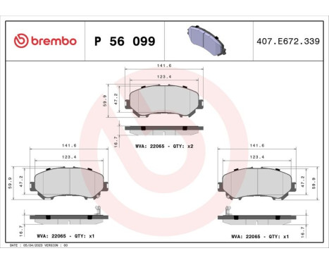 Kit de plaquettes de frein, frein à disque P 56 099 Brembo, Image 3