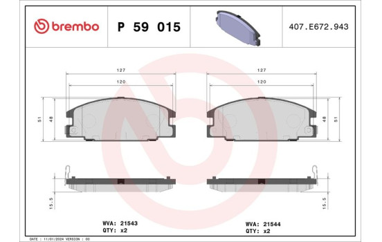 Kit de plaquettes de frein, frein à disque P 59 015 Brembo, Image 2