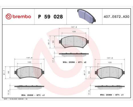 Kit de plaquettes de frein, frein à disque P 59 028 Brembo, Image 3