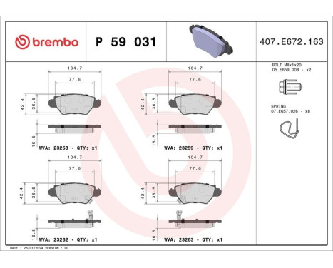 Kit de plaquettes de frein, frein à disque P 59 031 Brembo, Image 3