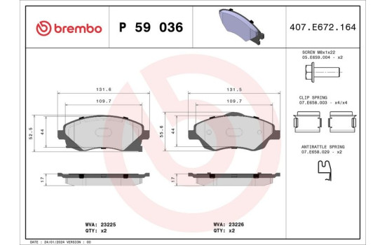 Kit de plaquettes de frein, frein à disque P 59 036 Brembo, Image 5