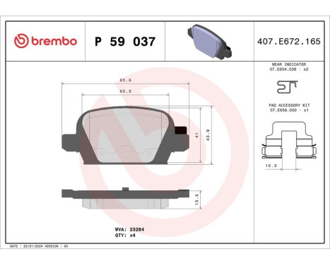 Kit de plaquettes de frein, frein à disque P 59 037 Brembo, Image 3