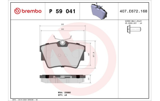 Kit de plaquettes de frein, frein à disque P 59 041 Brembo, Image 2