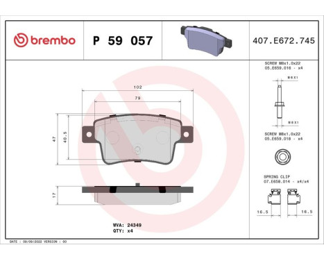 Kit de plaquettes de frein, frein à disque P 59 057 Brembo, Image 3