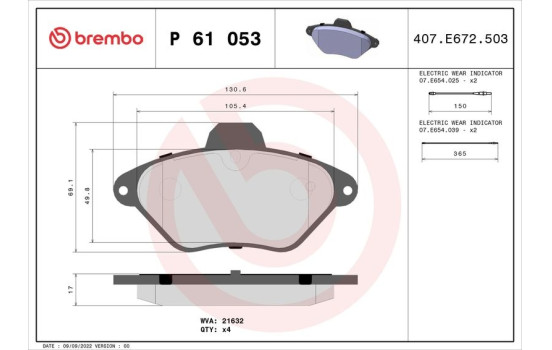 Kit de plaquettes de frein, frein à disque P 61 053 Brembo, Image 2