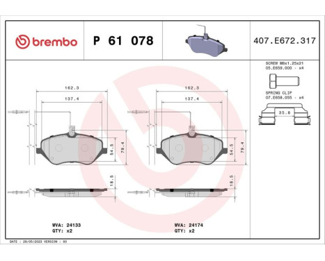 Kit de plaquettes de frein, frein à disque P 61 078 Brembo, Image 3