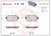 Kit de plaquettes de frein, frein à disque P 61 133 Brembo