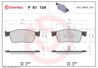 Kit de plaquettes de frein, frein à disque P 61 134 Brembo