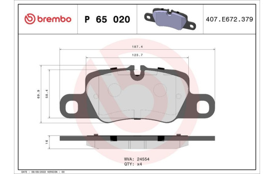 Kit de plaquettes de frein, frein à disque P 65 020 Brembo, Image 2