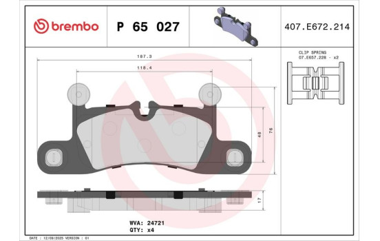 Kit de plaquettes de frein, frein à disque P 65 027 Brembo, Image 2