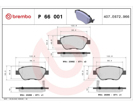 Kit de plaquettes de frein, frein à disque P 66 001 Brembo, Image 3