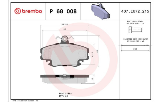 Kit de plaquettes de frein, frein à disque P 68 008 Brembo, Image 2