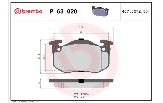 Kit de plaquettes de frein, frein à disque P 68 020 Brembo, Image 2