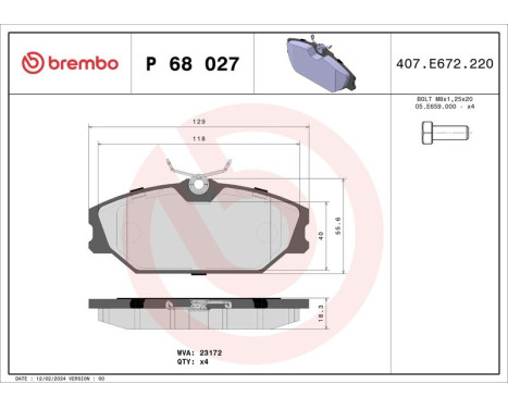 Kit de plaquettes de frein, frein à disque P 68 027 Brembo, Image 3