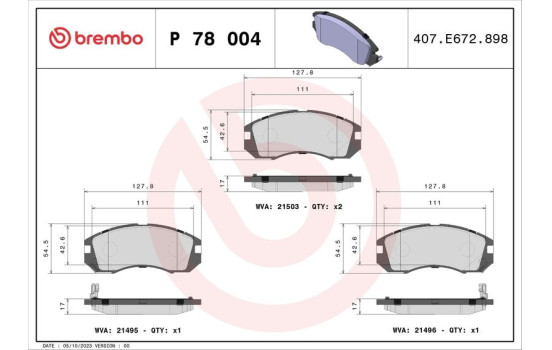 Kit de plaquettes de frein, frein à disque P 78 004 Brembo, Image 2