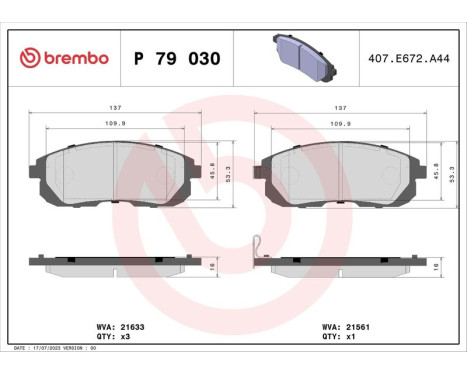 Kit de plaquettes de frein, frein à disque P 79 030 Brembo, Image 3