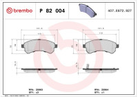 Kit de plaquettes de frein, frein à disque P 82 004 Brembo