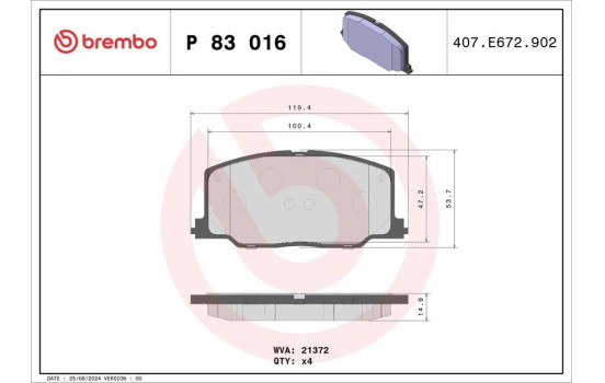 Kit de plaquettes de frein, frein à disque P 83 016 Brembo, Image 2