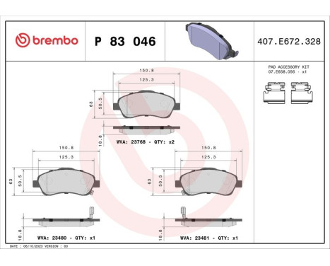 Kit de plaquettes de frein, frein à disque P 83 046 Brembo, Image 3
