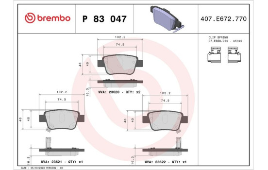 Kit de plaquettes de frein, frein à disque P 83 047 Brembo, Image 2