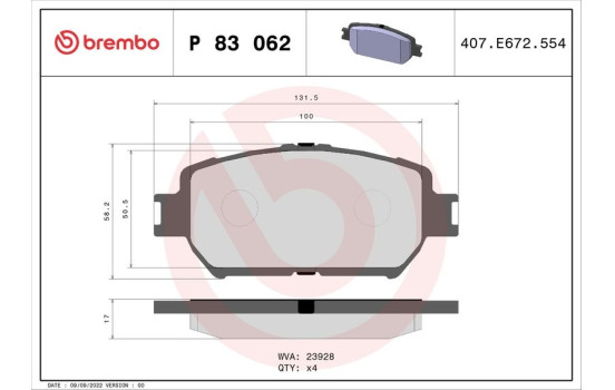 Kit de plaquettes de frein, frein à disque P 83 062 Brembo, Image 2