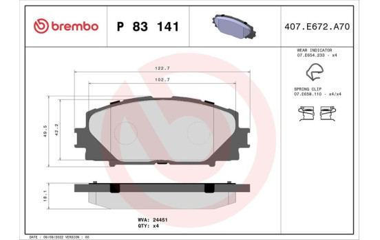 Kit de plaquettes de frein, frein à disque P 83 141 Brembo, Image 2