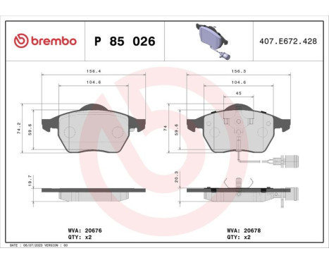 Kit de plaquettes de frein, frein à disque P 85 026 Brembo, Image 3