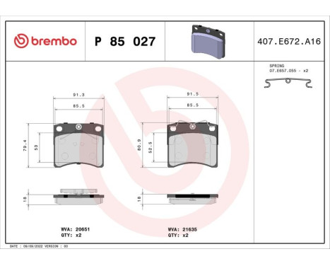 Kit de plaquettes de frein, frein à disque P 85 027 Brembo, Image 3