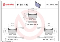 Kit de plaquettes de frein, frein à disque P 85 132 Brembo