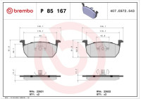 Kit de plaquettes de frein, frein à disque P 85 167 Brembo