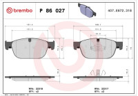 Kit de plaquettes de frein, frein à disque P 86 027 Brembo