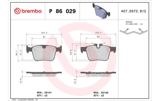 Kit de plaquettes de frein, frein à disque P 86 029 Brembo, Image 2