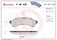 Kit de plaquettes de frein, frein à disque P A6 030 Brembo