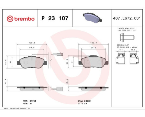 Kit de plaquettes de frein, frein à disque P23107 Brembo, Image 3