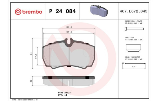 Kit de plaquettes de frein, frein à disque P24084 Brembo, Image 2