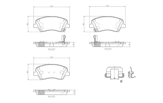 Kit de plaquettes de frein, frein à disque P30098 Brembo